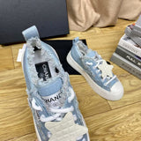 Women's Light Blue Frayed-Edge Denim Star-Print Sneakers |G45903 B16086 N0897