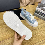 Women's Light Blue Frayed-Edge Denim Star-Print Sneakers |G45903 B16086 N0897