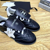 Women's Black and White Lambskin and Embossed Suede-Effect Lambskin Sneakers |G47125-B23719-U8238