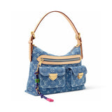 Baggy Monogram Denim Tote Bag in Washed Blue Denim |M27329