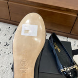 Women's Black Patent Leather Loafers/Pumps with Chain Detail G31149