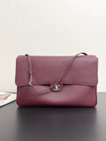 2026 Maxi Flapbag Large Flap Bag in Dark Burgundy Grained Calfskin |AS6233-B24008-U8393