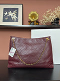 2026 Spring/Summer Collection Large Tote Bag in Deep Burgundy Fine Lambskin| AS6241 B24030 U7793