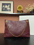 2026 Spring/Summer Collection Large Tote Bag in Deep Burgundy Fine Lambskin| AS6241 B24030 U7793