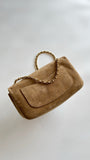 2026 Souplissimo Dark Beige Suede Oversized Flap Bag |AS6281-B24009-U9390