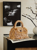 2026 Spring/Summer 2026 Collection Mini Tote Bag in Dark Beige Raffia-Effect Woven Fabric| AS4416 B23791 U5552
