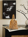 2026 Spring/Summer 2026 Collection Mini Tote Bag in Dark Beige Raffia-Effect Woven Fabric| AS4416 B23791 U5552