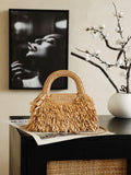 2026 Spring/Summer 2026 Collection Mini Tote Bag in Dark Beige Raffia-Effect Woven Fabric| AS4416 B23791 U5552