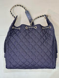 2026 Chain-Strap Tote Bag in Dark Blue Vintage Quilted Denim |AS5311 B24037 U9373