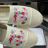 Women's Off-White Canvas Floral Embroidered Double C Canvas Fisherman Shoes |G47099 B23449 U7423