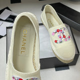 Women's Off-White Canvas Floral Embroidered Double C Canvas Fisherman Shoes |G47099 B23449 U7423