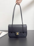 2026 Preppy Coco Small Flap Bag in Black Shiny Grained Calfskin| AS6130 B23483 94305