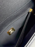 2026 Preppy Coco Small Flap Bag in Black Shiny Grained Calfskin| AS6130 B23483 94305