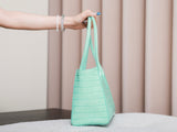 2026 Small Shopping Bag in Mint Green Crocodile-Embossed Calfskin |AS6243 B24144 U8385