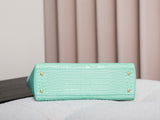 2026 Small Shopping Bag in Mint Green Crocodile-Embossed Calfskin |AS6243 B24144 U8385