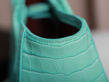 2026 Small Shopping Bag in Mint Green Crocodile-Embossed Calfskin |AS6243 B24144 U8385