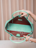 2026 Small Shopping Bag in Mint Green Crocodile-Embossed Calfskin |AS6243 B24144 U8385