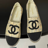 Women's Yellow Tweed Double C Logo Boat Shoes G29762