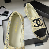 Women's Yellow Tweed Double C Logo Boat Shoes G29762