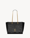 Small Niki Tote Bag, Black Distressed Vintage Cowhide Leather 8726800EN071000