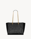 Small Niki Tote Bag, Black Distressed Vintage Cowhide Leather 8726800EN071000