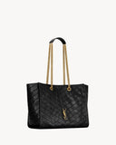 Medium Niki Tote Bag, Black Distressed Vintage Cowhide Leather 8711510EN071000