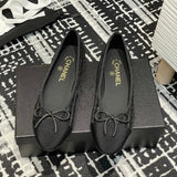 Women's Classic Ballet Flats with Sequins on Black Tweed or Mesh Fabric |G02819