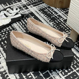Women's Color-Blocked Ballet Flats Pink Sequined Tweed G02819