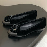 Women's Black Velvet or Suede Camellia with Double C Logo Velvet Ballet Flats| G45969