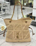 Jamie Beige Raffia Woven Tote Bag| 838876GAAFY2791