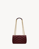 Loulou Series Large  Deep Burgundy Lambskin Shoulder Bag |803541AAEAX6197