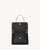 Niki Medium Chain Shoulder Bag in Black Vintage Leather |6331840EN071000
