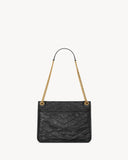 Niki Small Chain Shoulder Bag in Black Vintage Leather |6331850EN071000