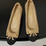 Women's Beige Lambskin Chain Bow Mid-Heel Pumps G46663