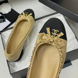 Women's Beige Lambskin Chain Bow Mid-Heel Pumps G46663