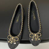 Women's Ballet Flats in Black Sheepskin and Patent Calfskin |G46663