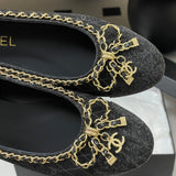 Women's Ballet Flats in Black Sheepskin and Patent Calfskin |G46663