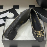 Women's Ballet Flats in Black Sheepskin and Patent Calfskin |G46663