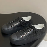 Women's Classic Double C Logo Black Printed Lambskin Sneakers| G46368 B19815 NAFDD