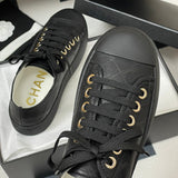 Women's Classic Double C Logo Black Printed Lambskin Sneakers| G46368 B19815 NAFDD