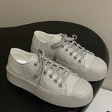 Women's Gray Diamond-Patterned Printed Lambskin Chunky-Soled Casual Sneakers |G46368 B18118 NZ264