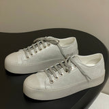 Women's Gray Diamond-Patterned Printed Lambskin Chunky-Soled Casual Sneakers |G46368 B18118 NZ264