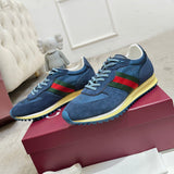 Women's Re-Motion Blue GG Nylon and Suede Sneakers |840291 AAEZM 4245