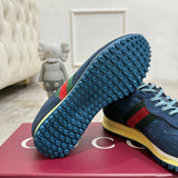 Women's Re-Motion Blue GG Nylon and Suede Sneakers |840291 AAEZM 4245
