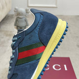 Women's Re-Motion Blue GG Nylon and Suede Sneakers |840291 AAEZM 4245