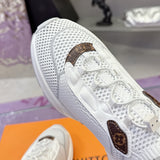 Women's Olympia Sneakers in white knit performance fabric with Monogram canvas trim| 1AIEHK