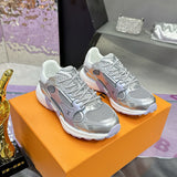 Women's Olympia Sneakers in Silver Metallic Synthetic Leather and Technical Mesh |1AHOI1