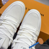 Couple's TRAINER Sneakers in White Grained Calfskin (Men's)| 1A8WAS