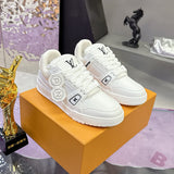 Men's Trainer Sneakers in White Smooth Cowhide and Grained Calfskin |1A9JGB