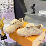 Men's Footprint Soccer Sneakers in Beige Faded Suede Calfskin| 1AHTYY